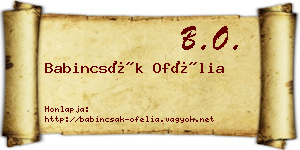 Babincsák Ofélia névjegykártya
